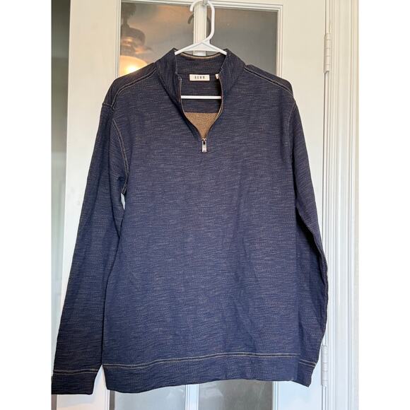 Rowm | Men’s 1/4 Zip Pullover 100% Cotton medium 
color -dark denim blue - Picture 2 of 9